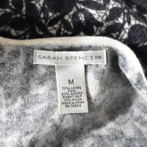 Sarah Spencer Sweaters - Lambs Wool & Angora Black Floral Cardigan MEDIUM Sarah Spencer Sweaters - Lambs Wool & Angora Black Floral Cardigan MEDIUM
